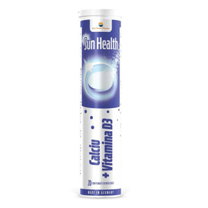 Calciu+Vitamina D3 Sun Health, 20 comprimate efervescente, Sun Wave