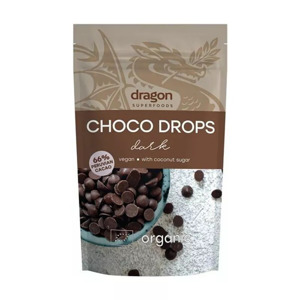 Choco drops dark ciocolata neagra bio, 200g, Dragon Superfoods