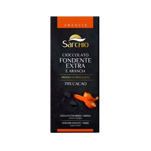 Ciocolata neagra extra cu portocala ECO 80g (Sarchio)