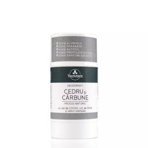 Deodorant natural cu Cedru si Carbune, 60 gr, Trio Verde