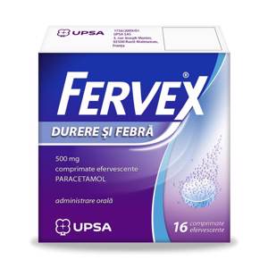 Fervex Durere si Febra, 500 mg, 16 comprimate efervescente, Upsa 