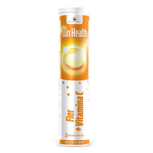 Fier + Vitamina C Sun Health, 20 comprimate efervescente, Sun Wave