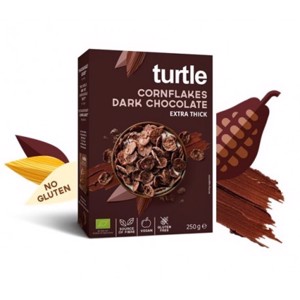 Fulgi de porumb Turtle ECO FG inveliti in ciocolata neagra 250g