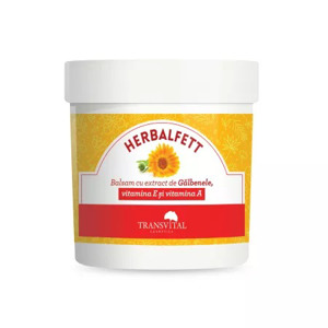Herbalfett Balsam cu extract de Galbenele, vitamina E si vitamina A, 250 ml, Transvital