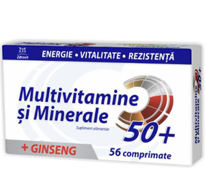Multivitamine si Minerale cu Ginseng 50+, 56 comprimate, Zdrovit