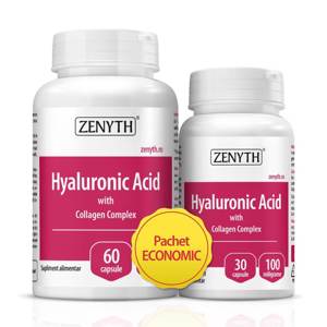 Pachet Hyaluronic Acid cu Collagen Complex, 60+30 capsule, Zenyth