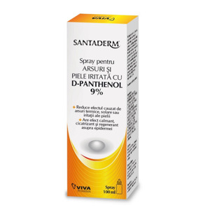 Spray pentru arsuri si piele iritata cu Panthenol 9%, 100 ml, Santaderm