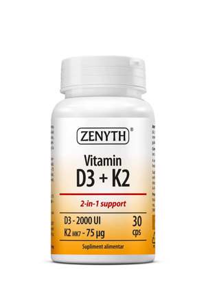 Vitamin D3 + K2, 30 capsule, Zenyth
