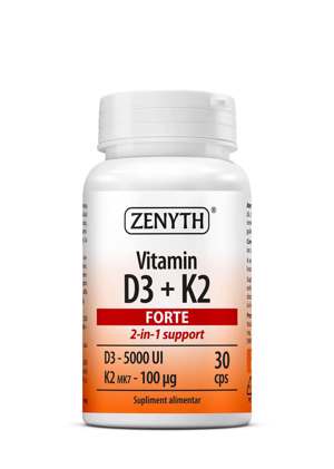 Vitamin D3 + K2 Forte, 30 capsule, Zenyth
