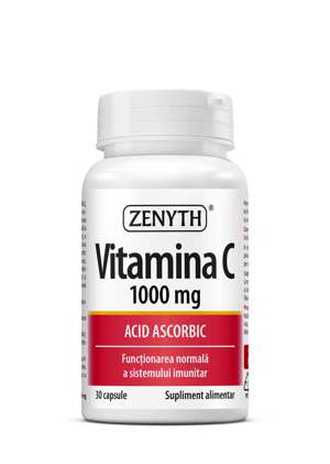 Vitamina C Acid Ascorbic, 1000 mg, 30 capsule, Zenyth