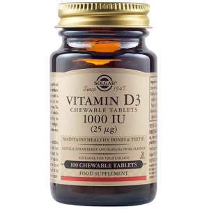 Vitamina D3 1000 UI, 100 tablete masticabile, Solgar