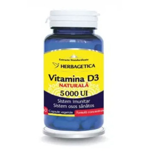 Vitamina D3 naturala 5000 UI, 30 capsule, Herbagetica 