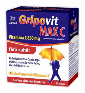 Zdrovit Gripovit Max C ghimbir + miere plc x 10