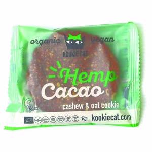 Cookie cu seminte de canepa si cacao bio fara gluten, 50 g, Kookie Cat